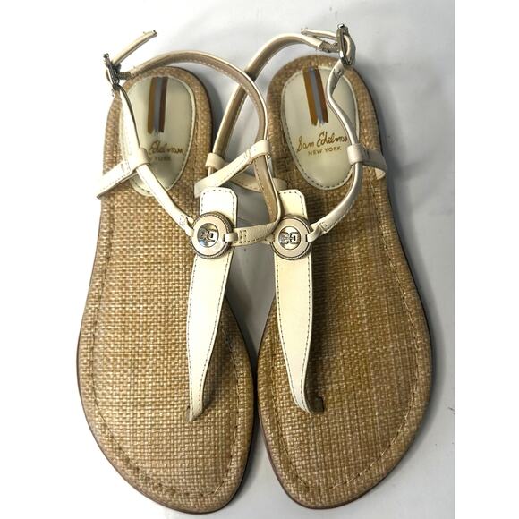 Sam Edelman Gigi Signet T-Strap Sandals Women Size 6.5 Ivory (off white) - Picture 3 of 6